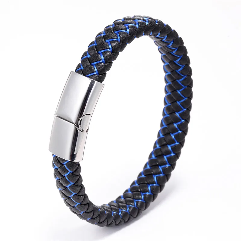 

2019 Erkek Bileklik Bileklik Bracelet Femme Fashion Jewelry Custom Engraved Men's Leather Bracelet With Stainless Steel Buckle