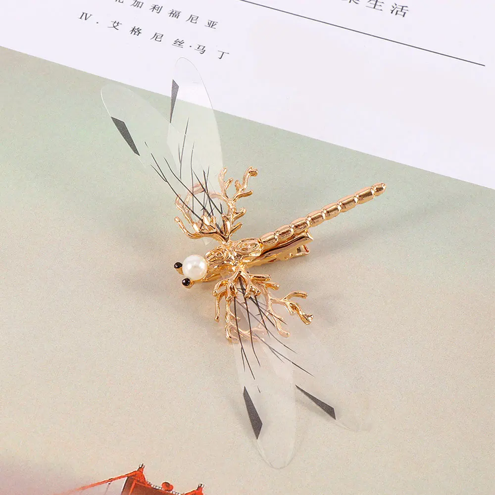 

1Pc Golden Dragonfly Hairpins Bridal Headdress Wedding Hair Accessories Transparent Wings Dragonfly Hair Clip Hair Accessories