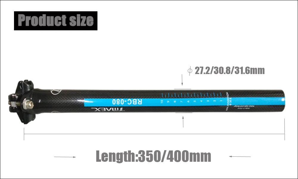 TMAEX углеродная стойка для сидения углеродного волокна велосипед MTB/Дорога Seatposts велосипед труба подседельная с двумя винтами Seattube 27,2/30,8/31,6*350/ 400 мм 3 К Gloss