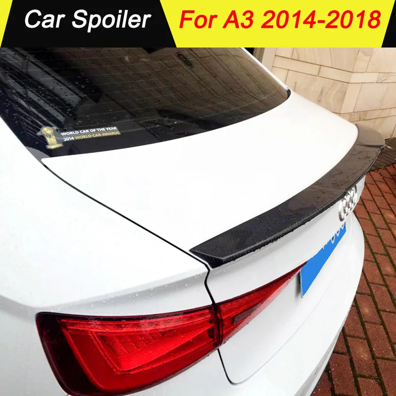

For Audi A3 S3 Sedan Carbon Fiber Rear Spoiler Tail Trunk Boot Wing Decoration Car Styling 2014 2015 2016 2017 2018 V Style