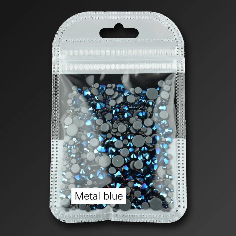 Высокое качество, исправление хрусталя и искусственного алмаза, прозрачный SS6-SS30, разные размеры, кристаллы и камни, 1000 шт./лот, для одежды, сделай сам - Цвет: Metal Blue