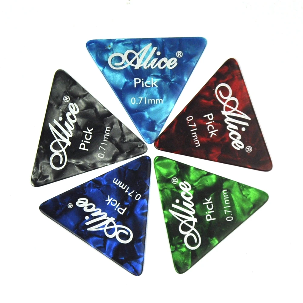 24pcs Alice AP-L Celluloid Triangle Guitar Picks Plectrums Mixed Colors 0.46mm ~ 1.5mm