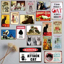 Un hogar sin gato es solo una casa signo de Mascota de Metal Animal de estaño placas Vintage para arte de pared Retro Decoración del hogar 30X20CM A-5195B