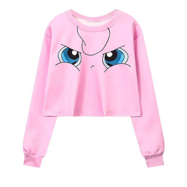 Pokemon Cropped Hoodie Jigglypuff Crop Sweatshirt Women -8409