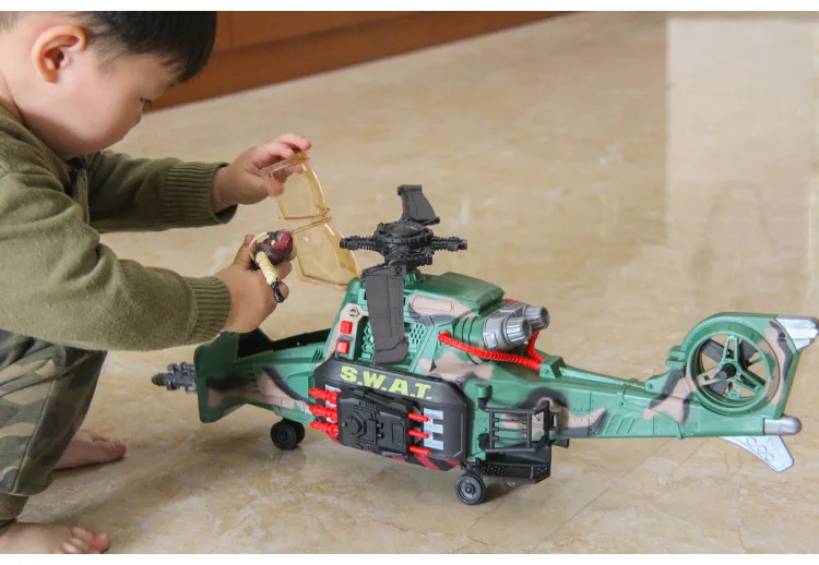 Мальчик самолет моделирование шкив вертолет с музыкой свет оружие военные принадлежности военная модель самолета детская игрушка, подарок