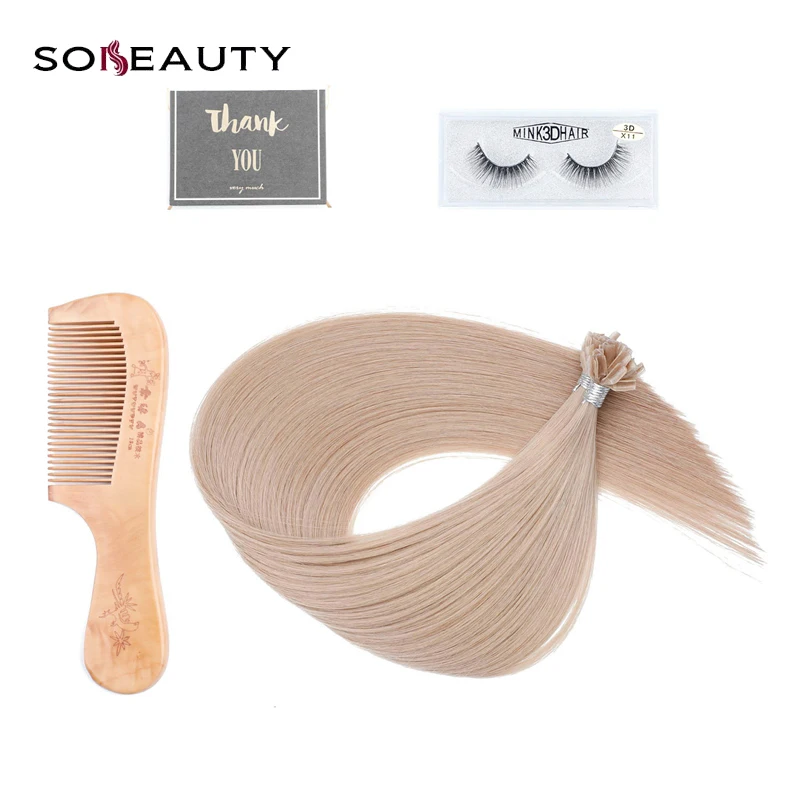 Sobeauty, u-образные накладные волосы remy, 20 дюймов, 50 прядей/упаковка, кератиновые накладные волосы, бразильские шелковистые прямые человеческие волосы для наращивания, 18 цветов