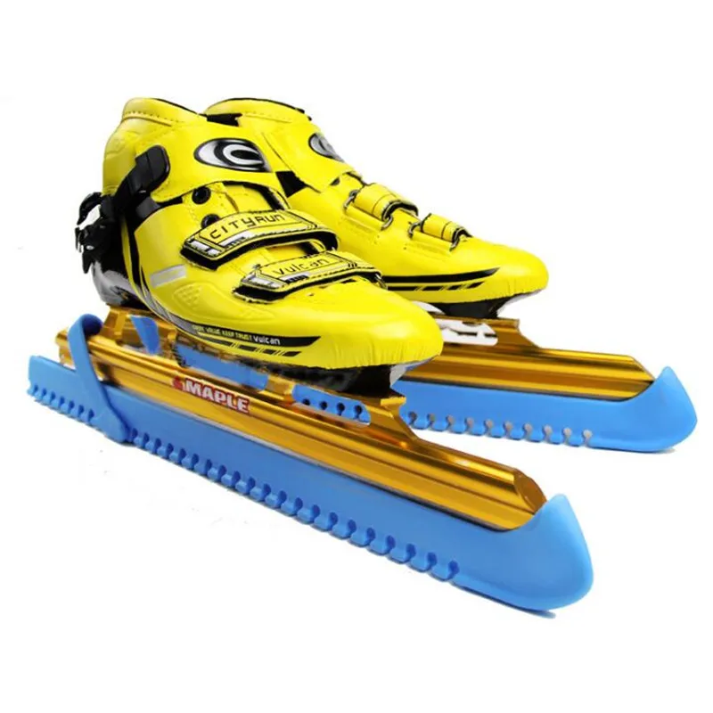 2 PCS هوكي زلاجات ثلجية حماية حافل كينفه سادة النايلون قابل للتعديل الجليد شفرة غطاء سرعة سباق التزلج واقية القضبان