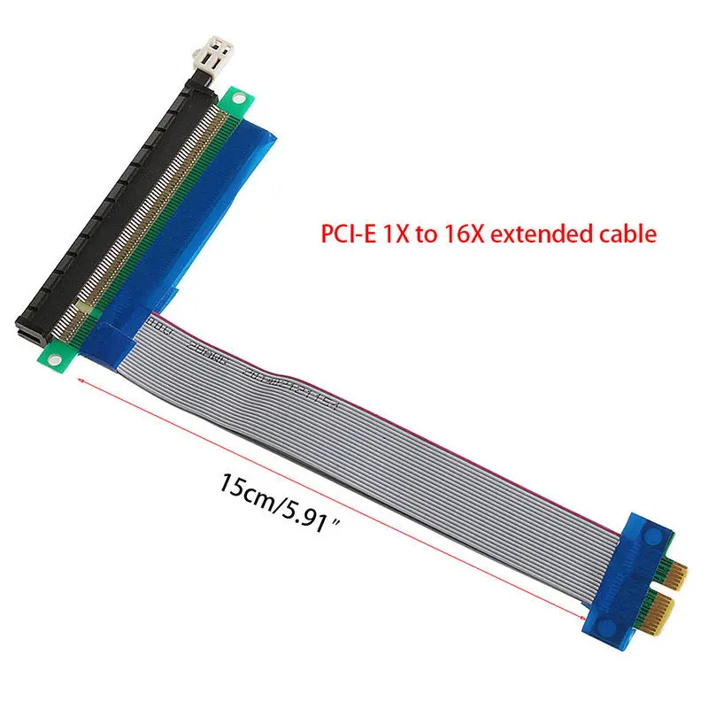 PCIe PCI Express 1x To 16x Extender Riser FFC PCI-E 1x-16x Flexible Flat Cable Computer Components & Parts Brand New