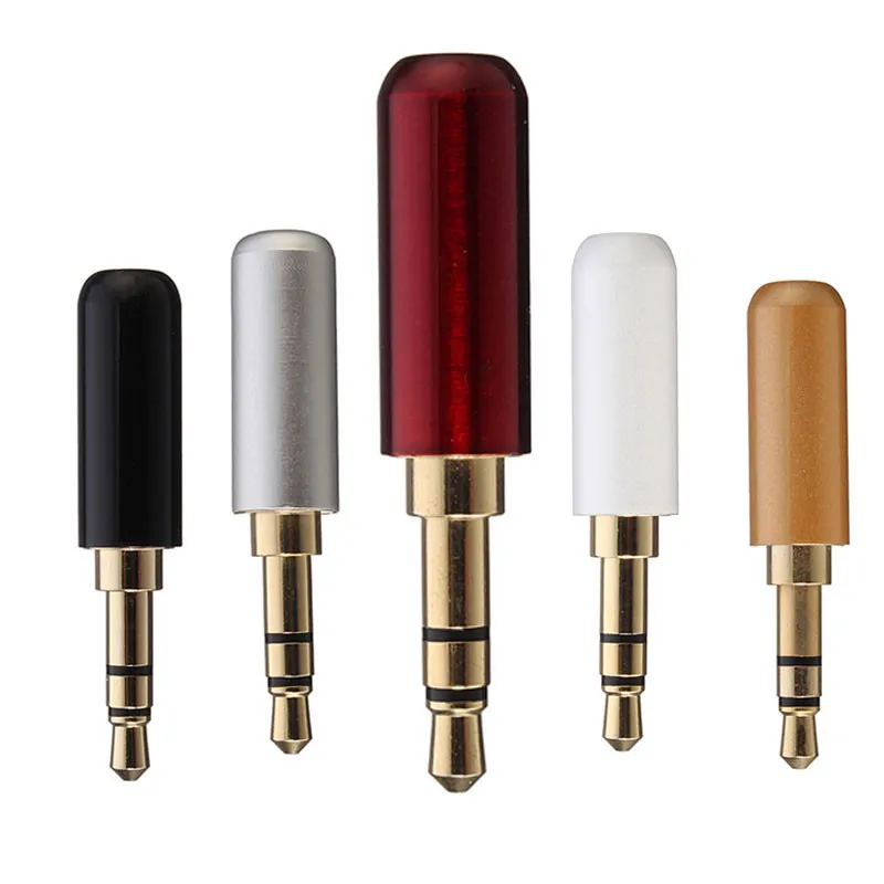 

10pcs Duable Quality 3 Pole 3.5mm Male Headphone Jack Plug Metal Audio Soldering Back cover 5 Colours Hot Sale