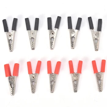 

10pcs Red/Black Alligator Clip Electrical Cabbe Lamp Battery Crocodile Clips Plastic + Metal