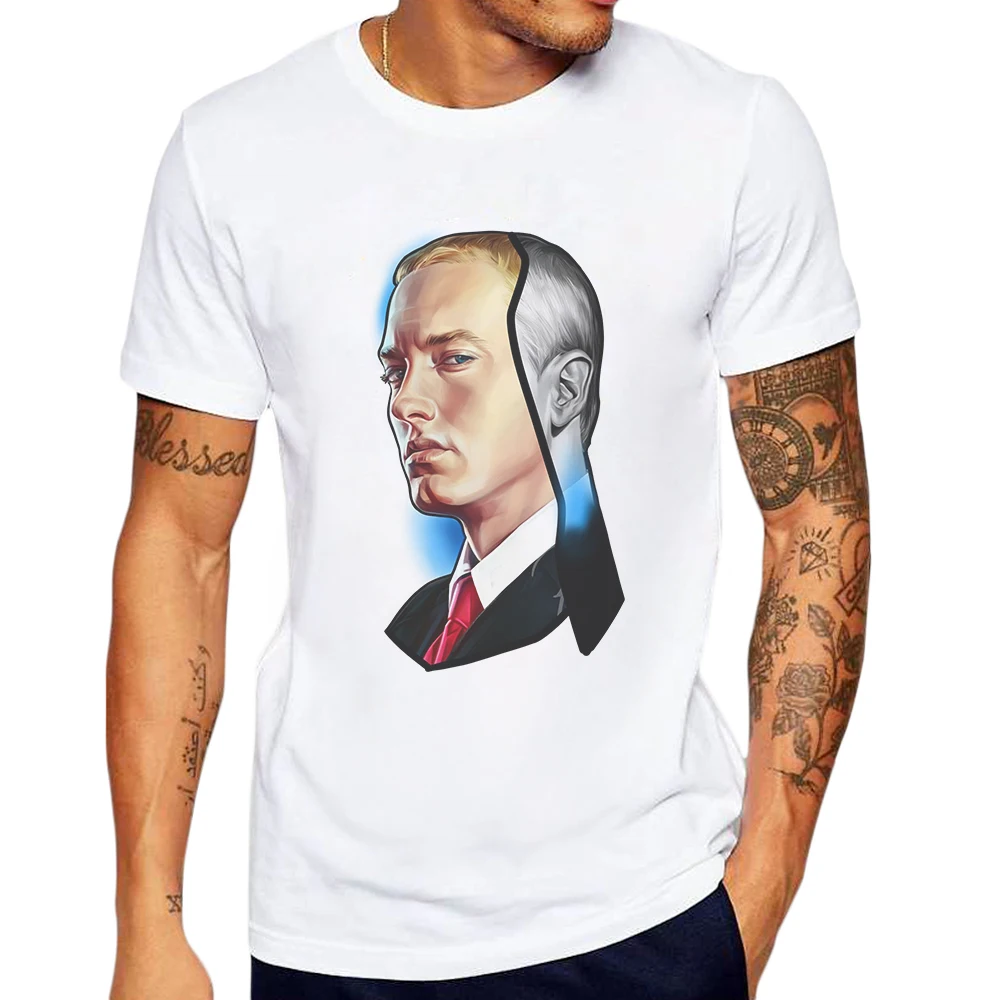 

Hot Sale Men White T-Shirt Fashion Short Sleeve Mens T Shirts Eminem Printing Male Clothing Cotton Tees Tops Blusa Masculina