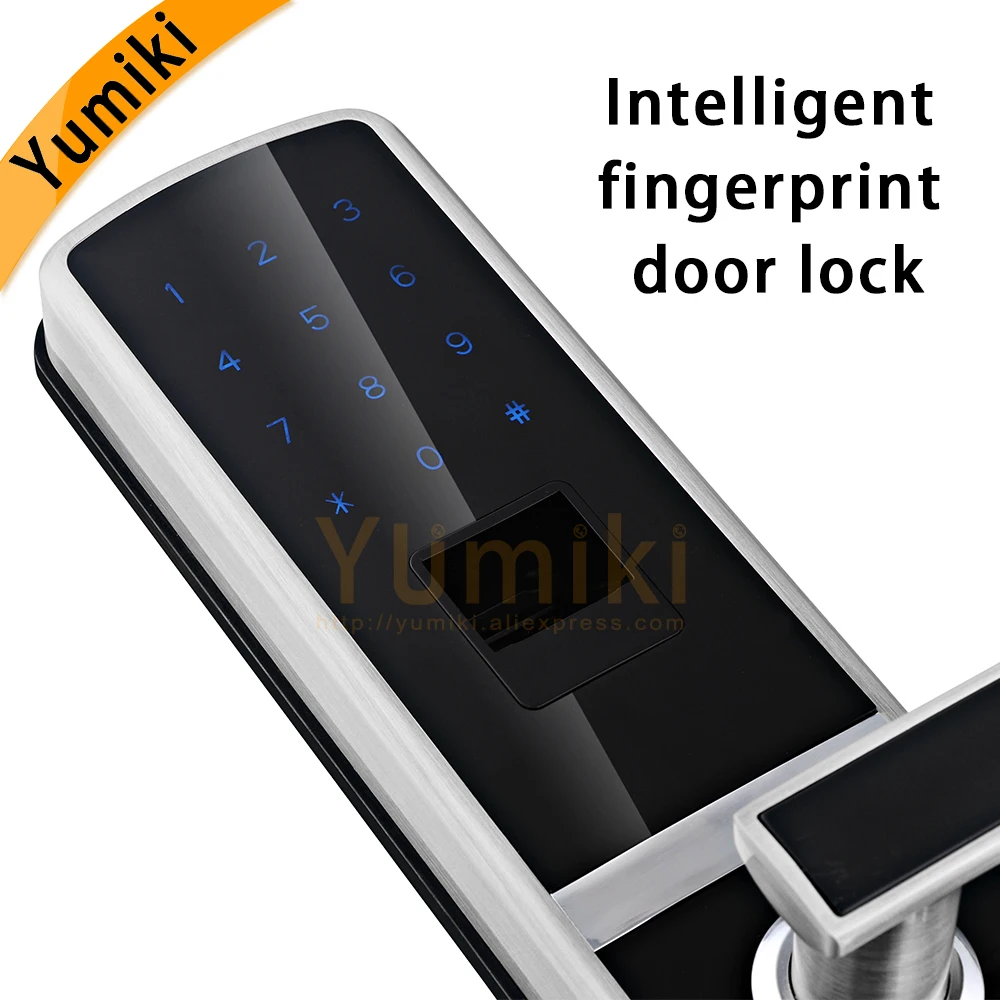 Intelligent fingerprint door lock biometric with good quality Silver Color for home metal&wooden door