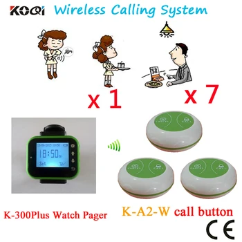 

Pager Waiter Calling System Sound Voice Bell Restaurant Pager CE Passed With Beautiful Design(1 watch+7 button)