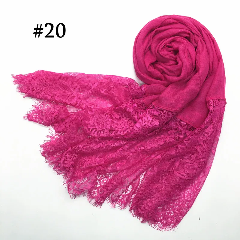 1PCS Hot sale fashion cotton and viscose lace scarves muslim head Scarf shaws soild elegant lady simple flowers high quality