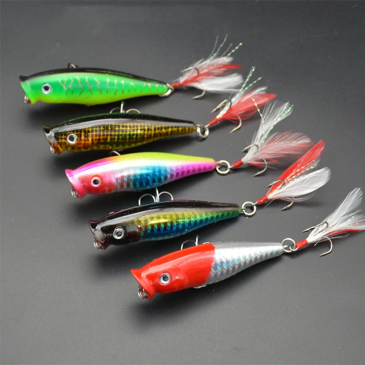 

Deshion 1PC Popular 75mm 8g Popper Fishing Lure Hard Artificial Bait with 2 Treble Hooks Fishing Wobblers Crankbait Pesca Iscas