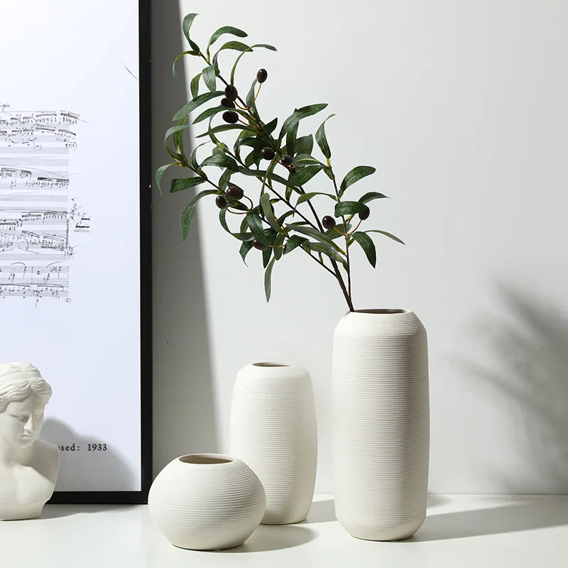 Европейская керамическая матовая Настольная Ваза, скандинавские белые настольные вазы для цветов, садовый цветочный горшок, украшение для домашнего декора