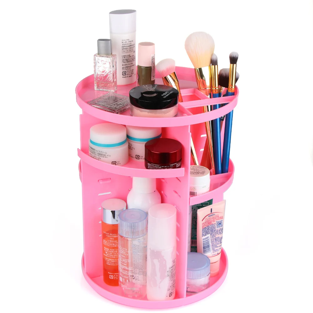 

360 Degree Rotation Adjustable Multi-Function Plastic Cosmetic Storage Rack Large Capacity Makeup Organizer Holder Makeup Tool