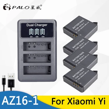

4x Palo 1400mah AZ16-1 Battery+LCD USB Dual Charger Original For Xiaomi YI lite / YI 2 / 4Kplus 4k+ For Xiao yi 4k Action Camera