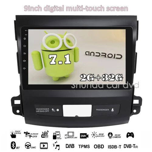 SHUN DA HD Android 7 1 T3 2G 16G для Mitsubishi Outlander 2005-2012 автомобильный dvd-плеер с 3g 4G gps Радио