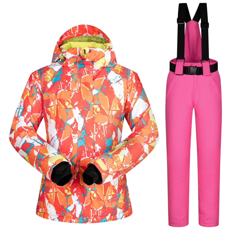 Сноубординг костюмы брендовые зимние женские ветронепроницаемая Водонепроницаемая теплая женские наборы Лыжная одежда и зимние штаны лыжные костюмы для женщин - Цвет: JHPT and Pink