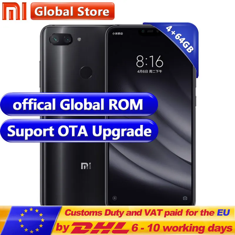 Xiaomi Mi 8 Lite 4 Гб 64 телефон Snapdragon 660 Восьмиядерный 24MP фронтальная камера смартфон 6 26