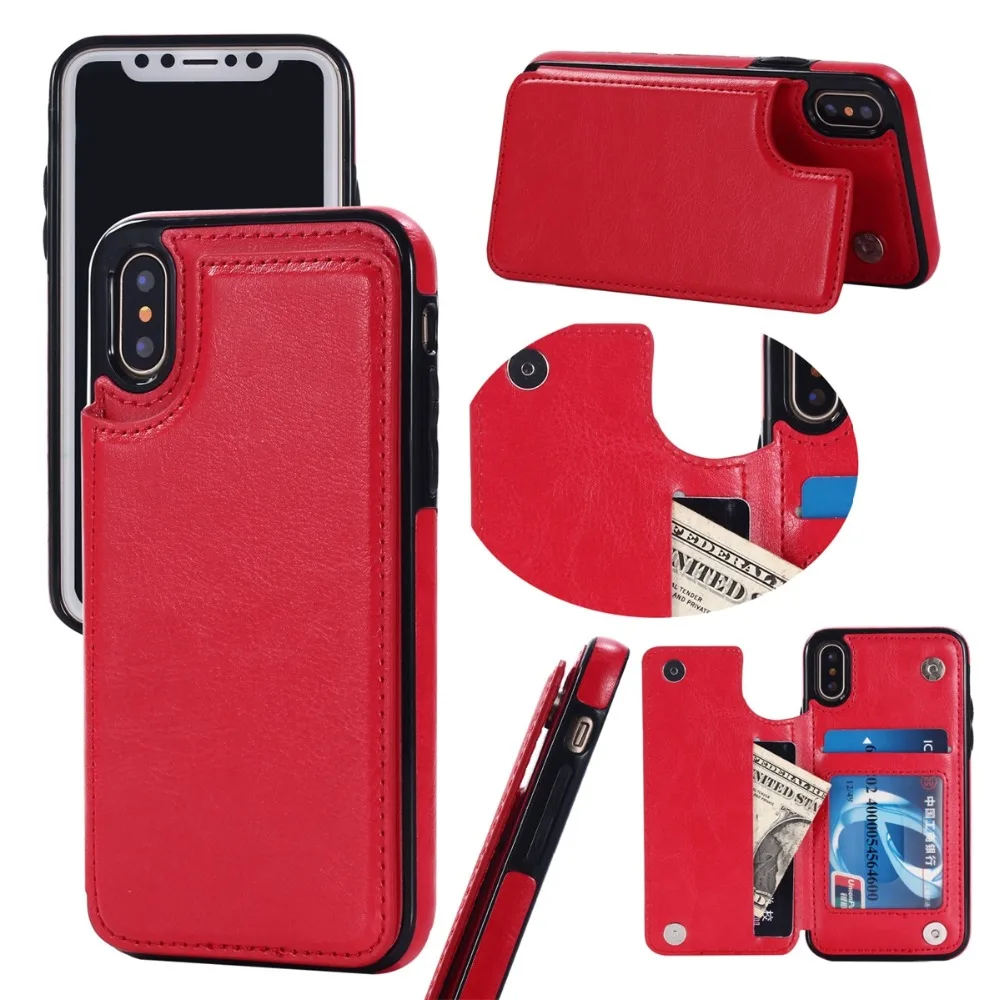 

2019 NEW PU Leather Flip Wallet phone Case with Slim Wallet Card Slots+Phone Holder +Back Cover For iPhone6 7 8 plus X XR XS