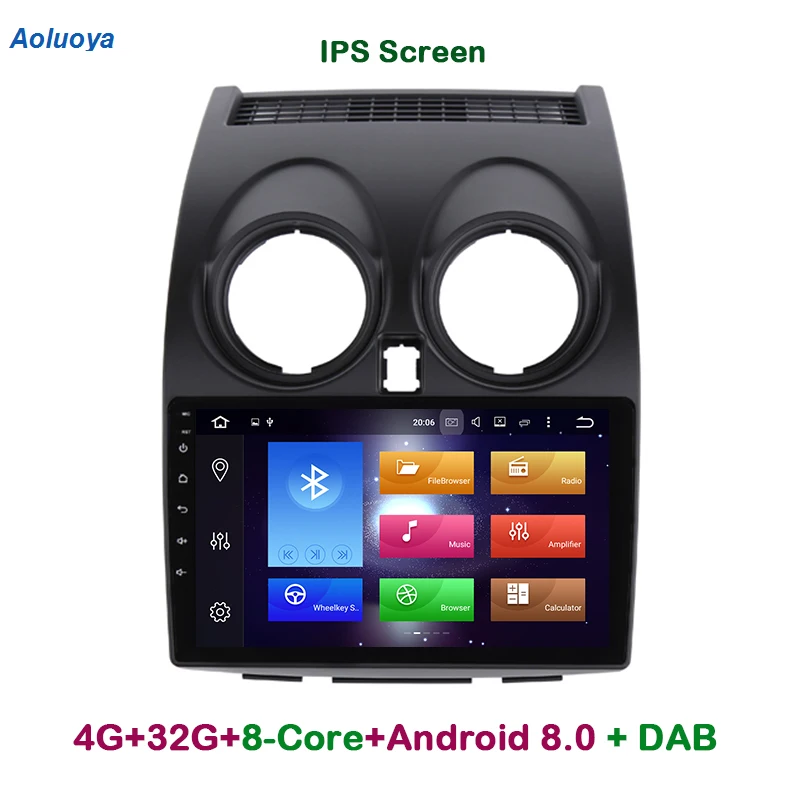 Discount Aoluoya IPS 4GB RAM 32GB ROM Octa Core Android 8.0 CAR DVD Player For Nissan Qashqai 2007 2008 2009-2013 Radio GPS Navigation BT 1