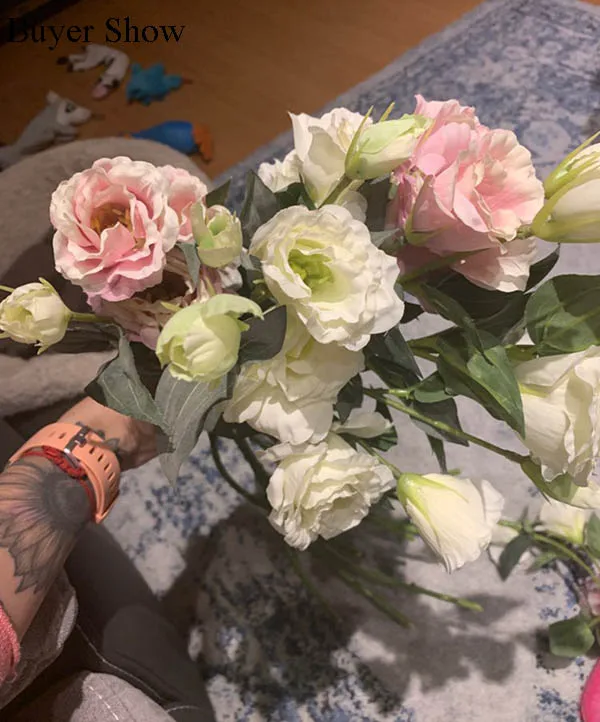 1 шт. Европейский искусственный цветок 3 головки поддельные Eustoma Gradiflorus Lisianthus Рождество Свадьба Праздник декор дома 5 цветов