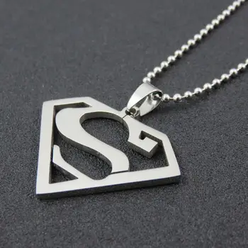 

43mm*33mm Stainless Steel Superman Necklace Pendant For Man & Women Fashion Gift Jewelry Findings