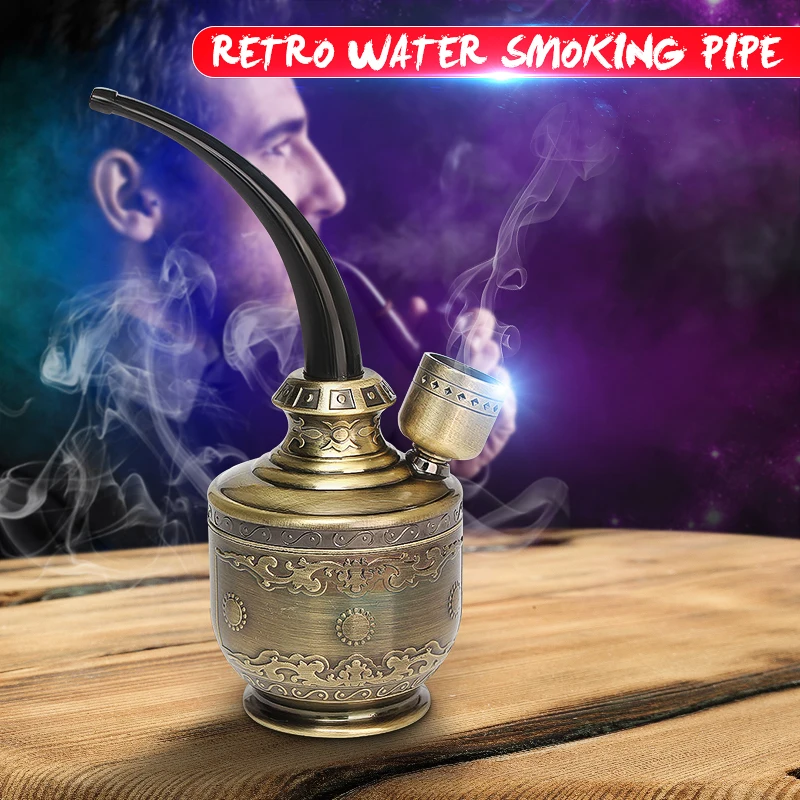 1Pc 13x8x6cm Bronze Water Smoking Pipe Shisha Hookah Pipes Cigarette