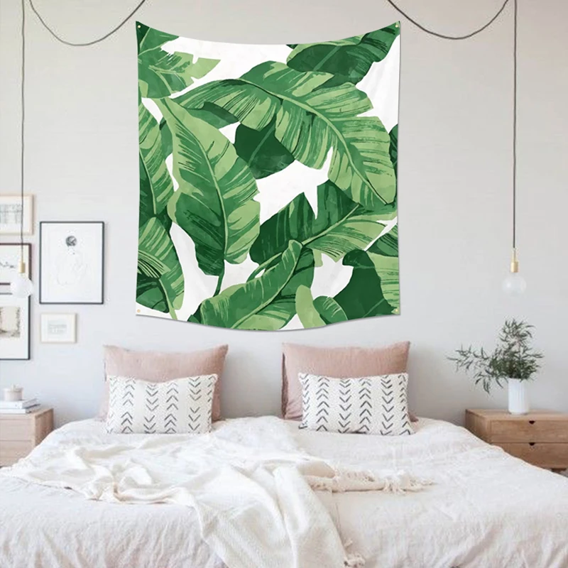 

Banana Leaf Wall Hanging Tapestry Tropical Fresh Plant Leaves Printed Tapestries Bohemian Beach Towels Home Decor
