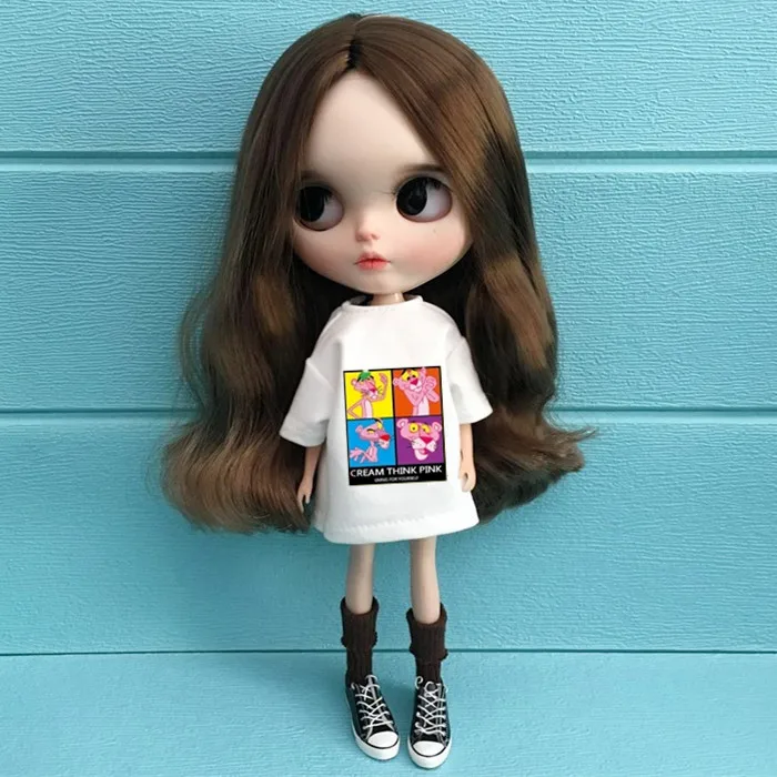 1 шт., футболка Blyth Doll, одежда для Barbi, рубашка для Azone 1/6, Одежда для куклы, Pullip, аксессуары для куклы Барби