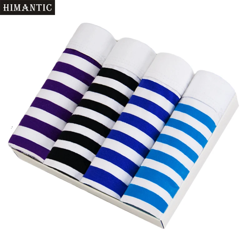 

Men Sexy Striped Briefs Mens Cotton Breathable Fitness U Convex Briefs Shorts Men's Cuecas Calcinha Panties 4Pcs/lot Underwear