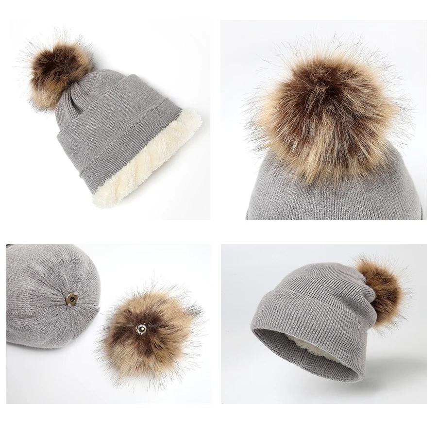 Girita Winter Women's knit hat fleece lined Hats crochet Skullies Beanies Pompon Fur Female Warm Caps The new listing (15)