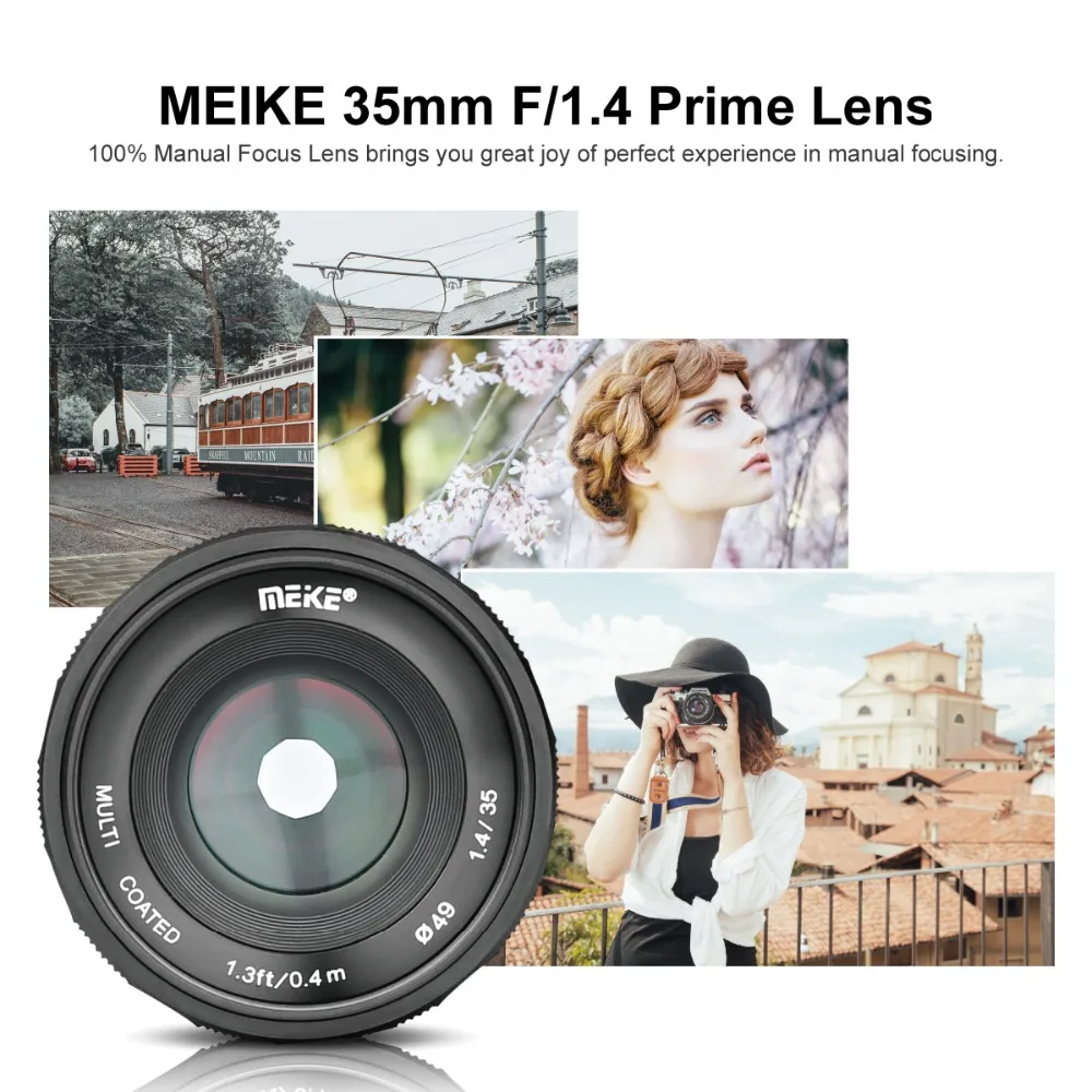 Meike 35 мм f1.4 Большая диафрагма ручной фокусировки APS-C объектив для sony NEX3/3N/5/5 T/5R/5N/NEX6/7/a5000/a5100/a6000/a6300+ подарок