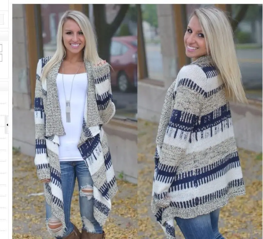 

Ebay European Fashion autumn warm women's coat Spelling Color Irregular Long Sleeve Sweater Cardigan