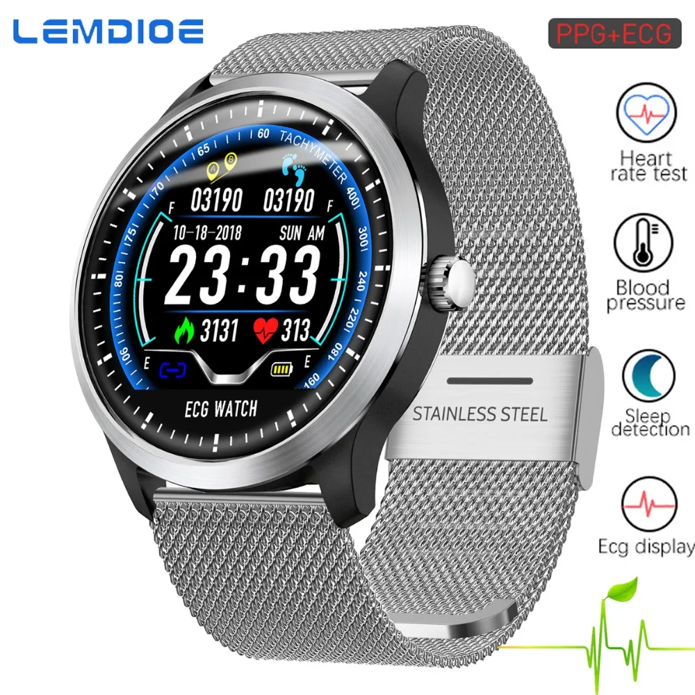 LEMDIOE N58 ECG + PPG мужские Смарт часы водонепроницаемые IP67 измерение показателей ЭКГ