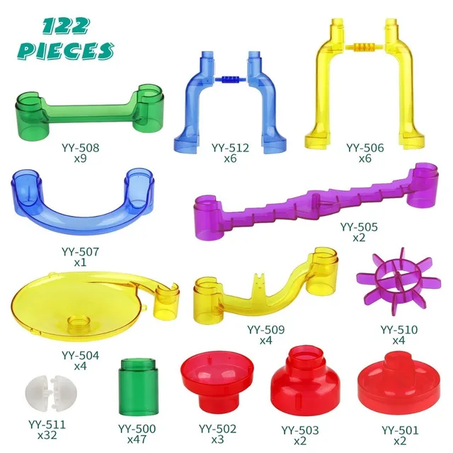 122pcs Creative DIY Marble Race Run Maze Balls Track Blocks Assembly House Construction Building Bricks Toy  Building Blocks 5
