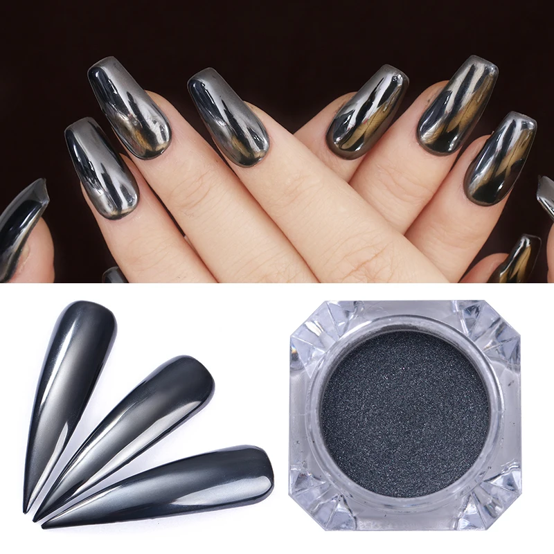 

1 Box DIY Black Gold Silver Mirror Nail Glitter Powder Dazzling Shining Glitter Pigment Dust Paillettes Nail Art Decorations