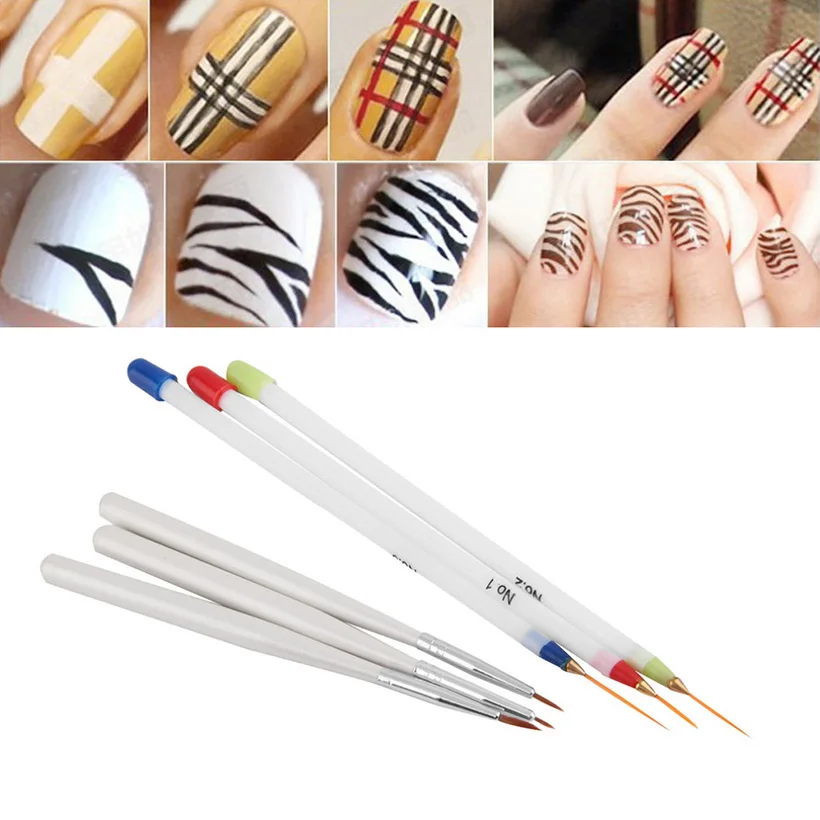6Pcs/set Fine Drawing Striping Liner Design Nail Pen Brushes DIY Gel