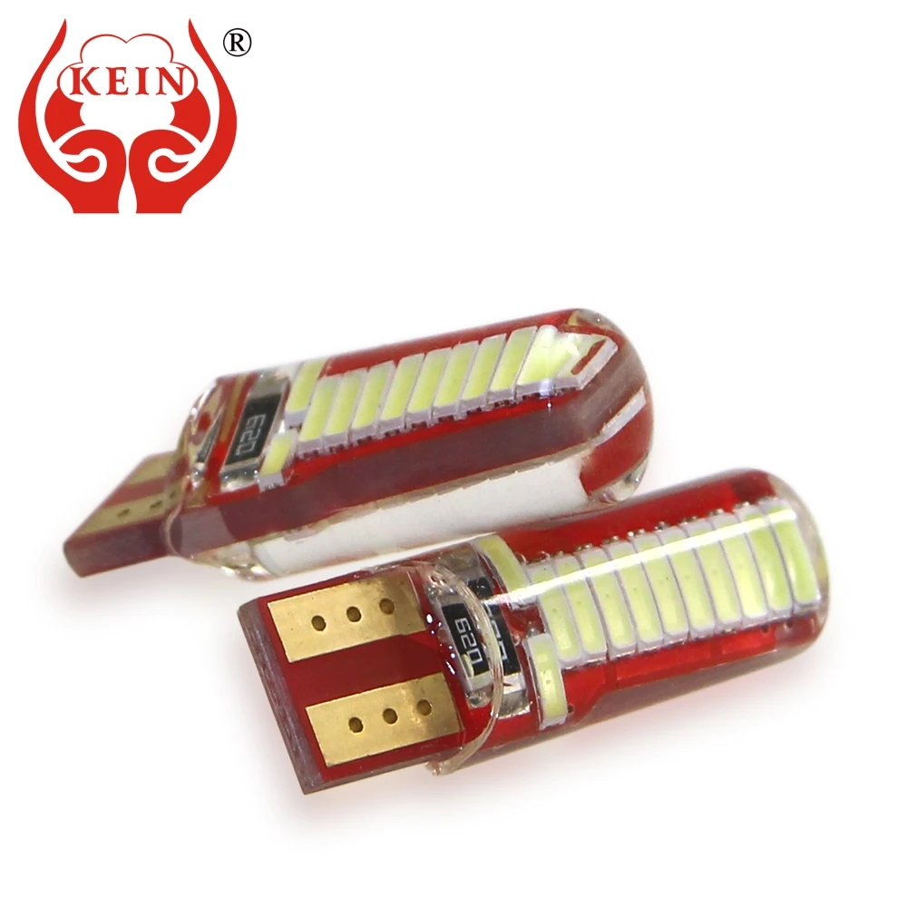 KEIN 100 шт. силиконовых кейсов 24smd 4014 холодный белый T10 светодиодный W5W 194 501 168 автомобиль свет Подсветка салона стоянки транспортного средства при парковке лампы