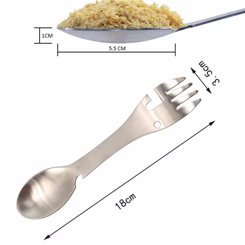 4 в 1 креативная ложка из нержавеющей стали, вилка, нож, фруктовый десерт, принадлежности для приготовления обеда, Spork Combo, столовые приборы для пикника на открытом воздухе, кухонный гаджет