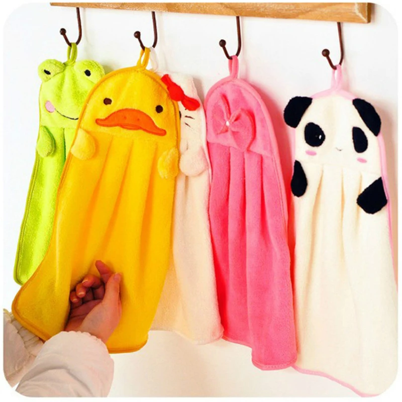 

New Baby Hand Towel Soft Children's Cartoon Animal Hanging Wipe Bath Face Towel colorful kitchen bathroom Healthy Cartoon Towel