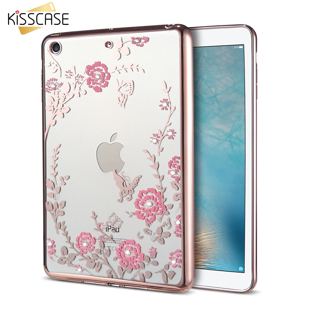 

KISSCASE Luxury Flower Diamond Case For iPad Mini 1 2 3 Fashion Ultra Thin Clear Bakc Cover For iPad Mini 1 2 3 Soft TPU Case