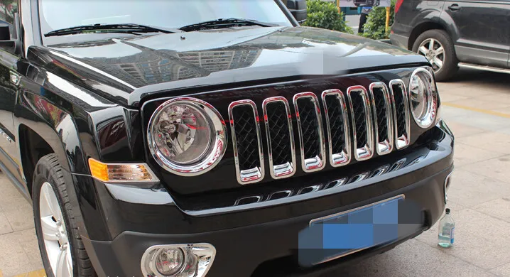 

Chrome Grille Grill + Headlight Head Lamp cover for Jeep Patriot 2011-2013