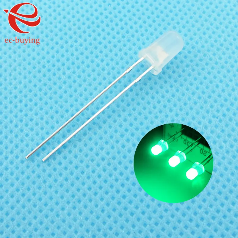 

3mm Emerald-Green LED Round Light Emitting Diode Diffused Foggy Lamp Bead Plug-in DIY Kit Practice Wide Angle DIP 10 pcs /lot