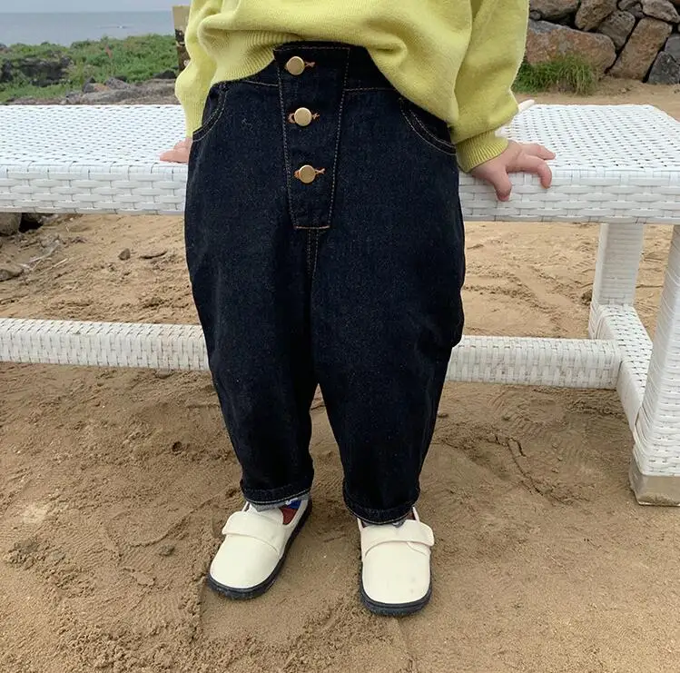 

Autumn fashion boys loose denim pants kids girls casual all-match jeans children denim trousers