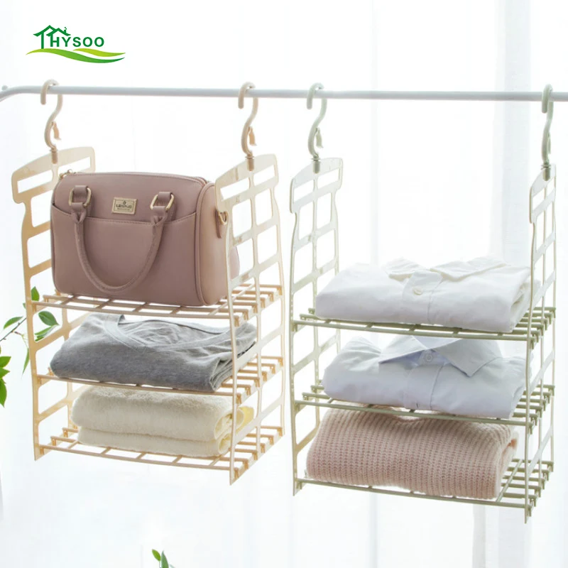 Wardrobe layered storage rack clothing organizer bedroom dormitory wall