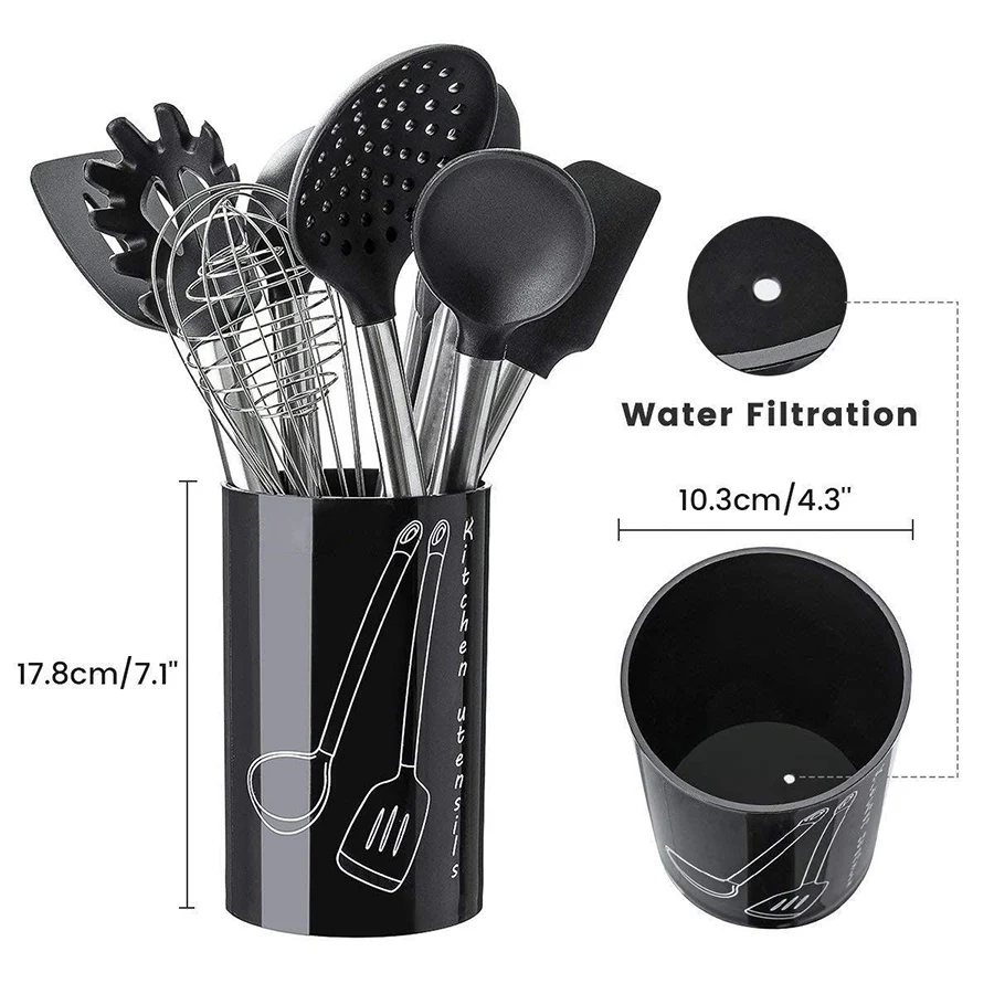 9 Piece Cooking Utensils and Utensil Holder, for nonstick cookware - Made Of Silicone and Stainless Steel, Kitchen Utensils 9 Piece Cooking Utensils and Utensil Holder, for nonstick cookware - Made Of Silicone and Stainless Steel, Kitchen Utensils