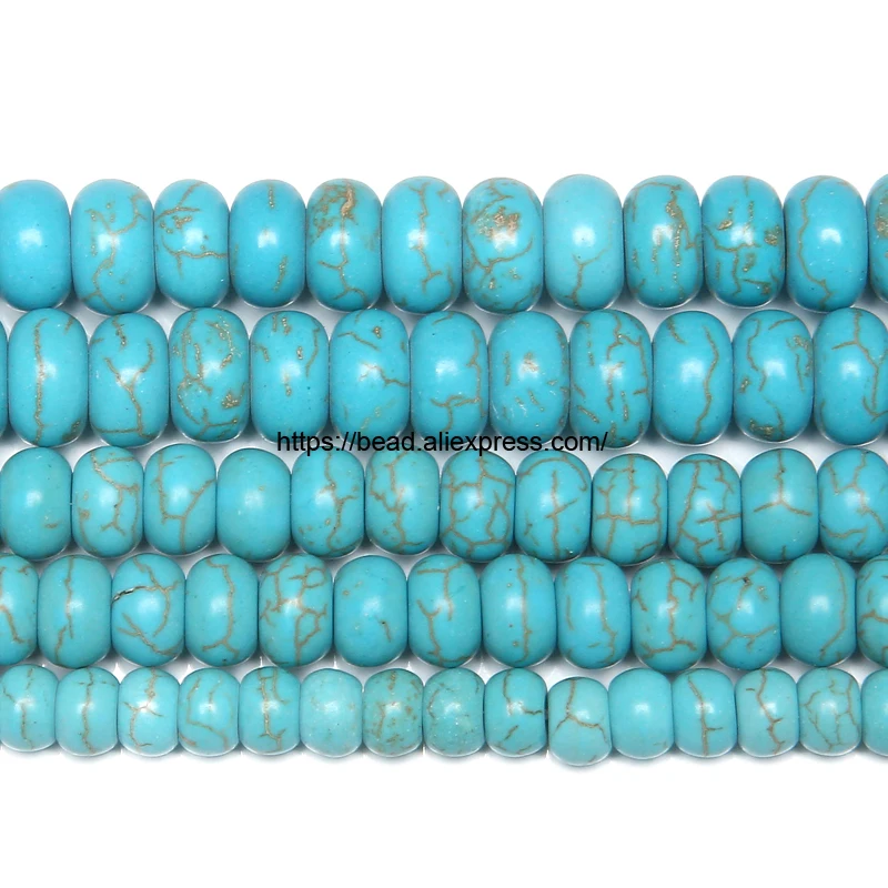 

Free Shipping Natural Stone Rondelle Shape Turquoises Loose Beads Pick Size for handmade Jewelry Making